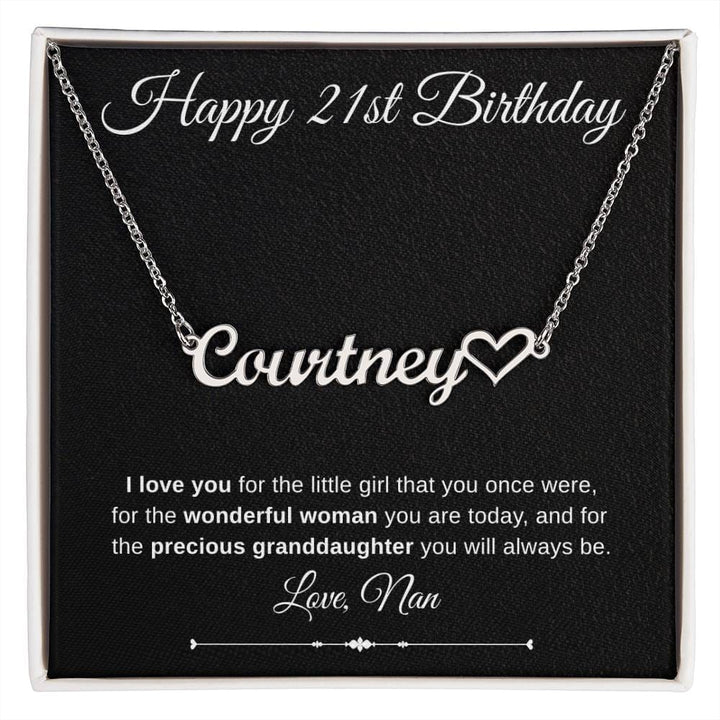 Jewelry Polished Stainless Steel / Standard Box Happy 21st Birthday Luv Heart Necklace Love Nan By Luv Alwayz Gifts For Every Occassion