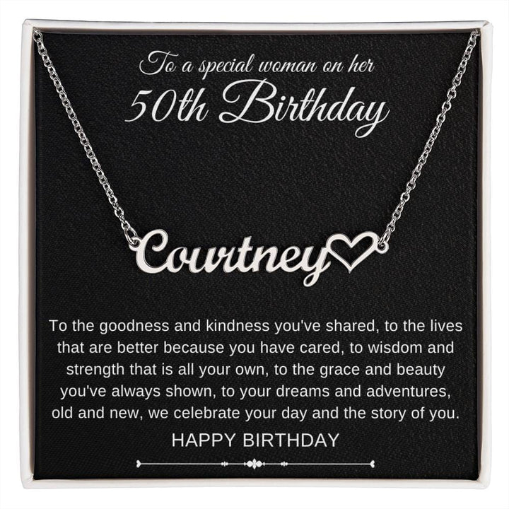 Jewelry Polished Stainless Steel / Standard Box Special woman 50th Birthday Luv heart Necklace Happy Birthday By Luv Alwayz Gifts For Every Occassion