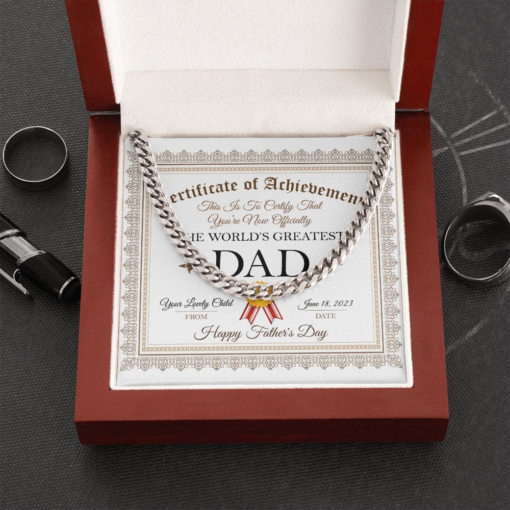 Jewelry Stainless Steel / Luxury Box Certificate of Achievement The world's Greatest Dad | Father's Day Gift By Luv Alwayz Gifts For Every Occassion