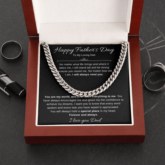 Jewelry Stainless Steel / Luxury Box Happy Father's Day to My Loving Day Cuban Chain By Luv Alwayz Gifts For Every Occassion