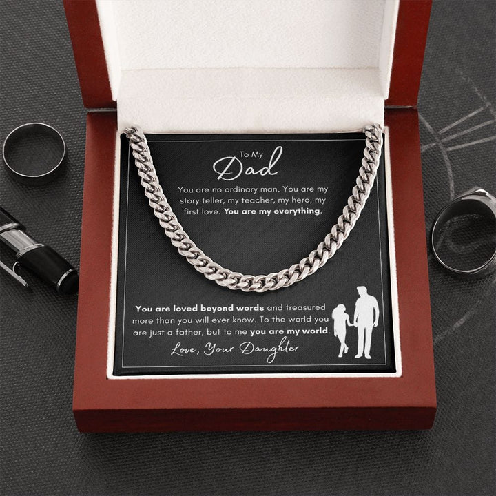 Jewelry Stainless Steel / Mahogany Finish Luxury Box To My Dad You Are No Ordinary Man Cuban Chain By Luv Alwayz Gifts For Every Occassion