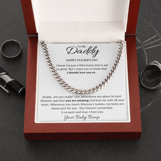 Jewelry Stainless Steel / Mahogany Finish Luxury Box To My Daddy Happy Father's Day Cuban Chain By Luv Alwayz Gifts For Every Occassion