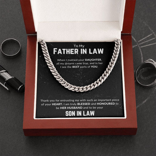 Jewelry Stainless Steel / Mahogany Finish Luxury Box To My Father In Law Cuban Chain By Luv Alwayz Gifts For Every Occassion