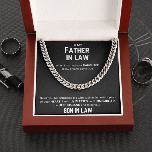 Jewelry Stainless Steel / Mahogany Finish Luxury Box To My Father In Law Son In Law Cuban Chain By Luv Alwayz Gifts For Every Occassion