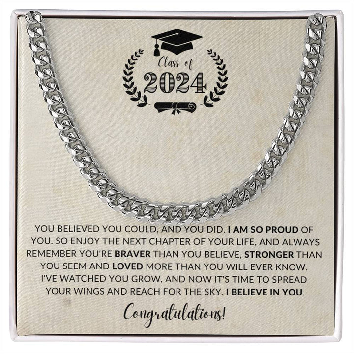Jewelry Stainless Steel / Standard Box Class of 2024 Cuban Link Chain By Luv Alwayz Gifts For Every Occassion