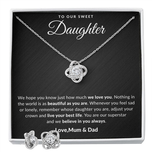 Jewelry Standard Box To Our Sweet Daughter Luv Knot Set By Luv Alwayz Gifts For Every Occassion