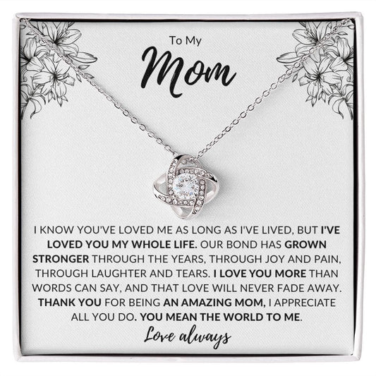 Jewelry To My Mom Luv Knot Necklace By Luv Alwayz Gifts For Every Occassion