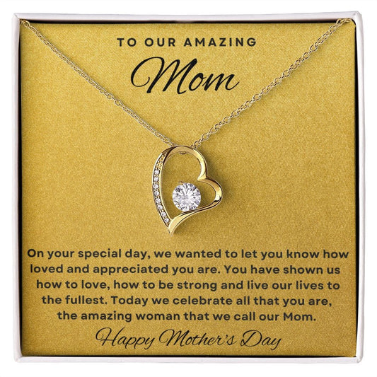 Jewelry To Our Amazing Mom Forever Loved 18K Yellow Gold Necklace By Luv Alwayz Gifts For Every Occassion