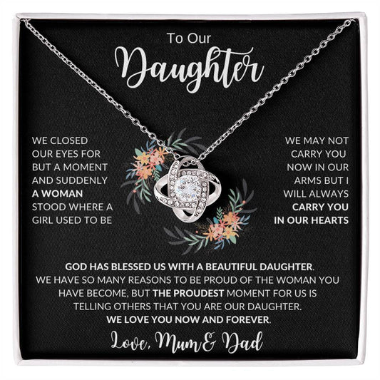 Jewelry To Our Daughter Love Knot Blessed Necklace | Christmas Gifts By Luv Alwayz Gifts For Every Occassion