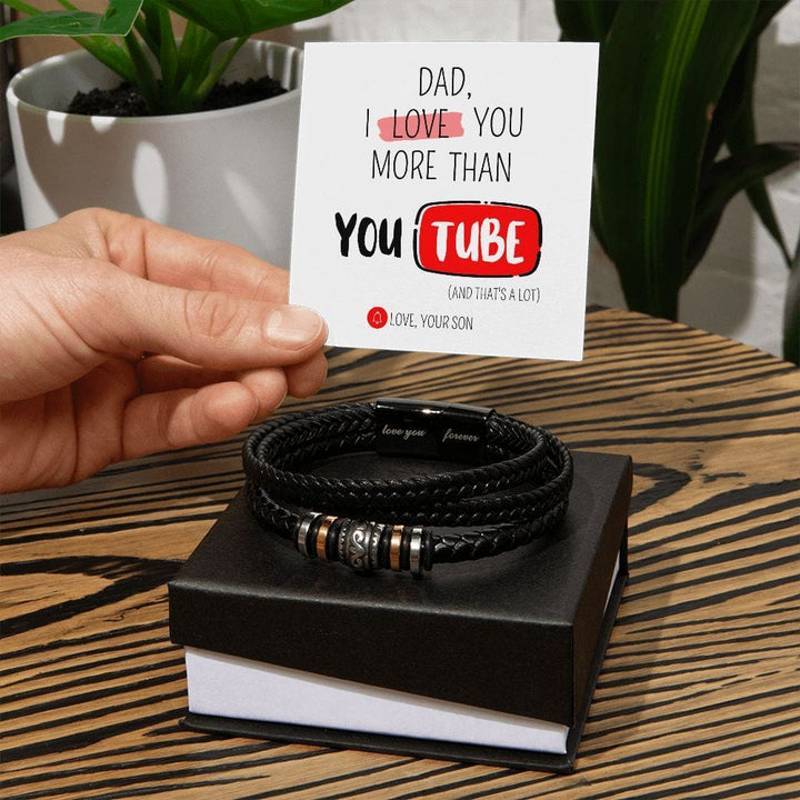 Jewelry Two Tone Box Dad I Love You More Than YouTube Love, Your Son Bracelet | Gifts For Him By Luv Alwayz Gifts For Every Occassion