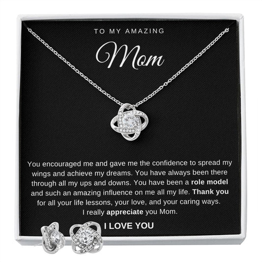 Jewelry Two Tone Box To My Amazing Mom Luv Knot Set By Luv Alwayz Gifts For Every Occassion