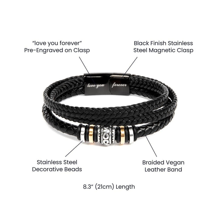 Jewelry Two Tone Box To My Bonus Dad 'Love You Forever' Engraved Bracelet | Gifts For Him By Luv Alwayz Gifts For Every Occassion