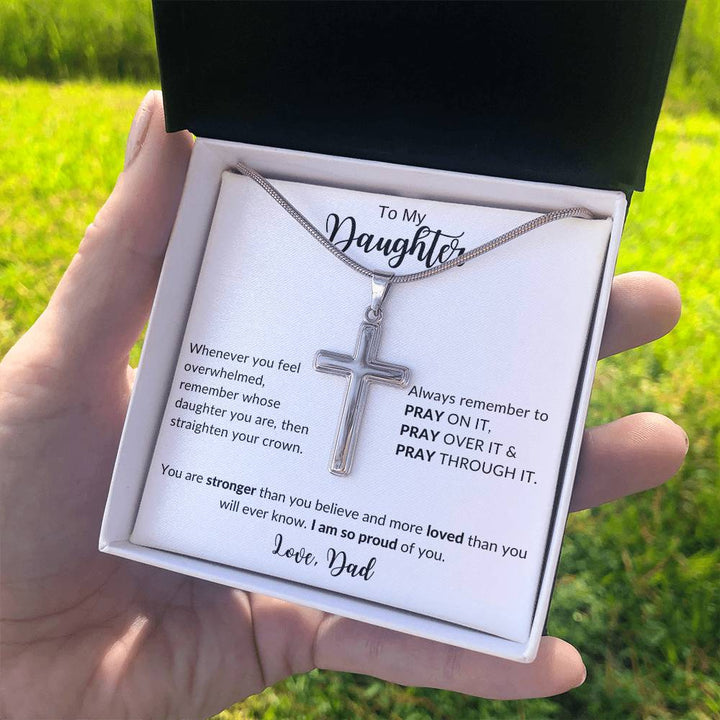 Jewelry Two Tone Box To My Daughter Pray On It  Love Dad Cross Necklace By Luv Alwayz Gifts For Every Occassion