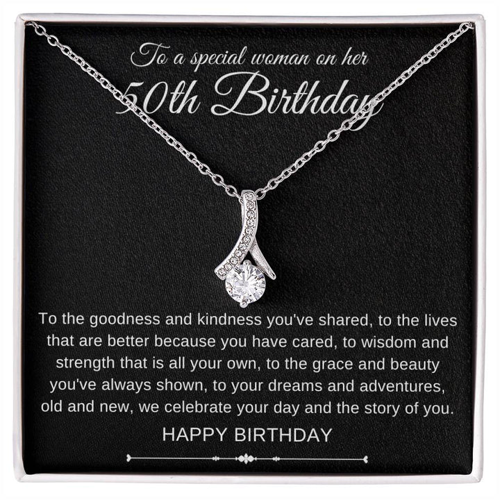 Jewelry White Gold Finish / Standard Box Special woman 50th Birthday Embraced By Luv Necklace By Luv Alwayz Gifts For Every Occassion