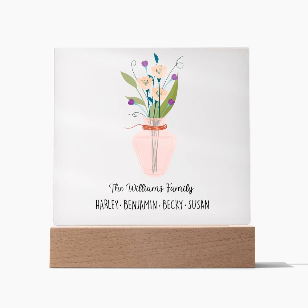 Plaque Personalised Flower Acrylic Plaque Stand | Christmas Gifts for Family By Luv Alwayz Gifts For Every Occassion