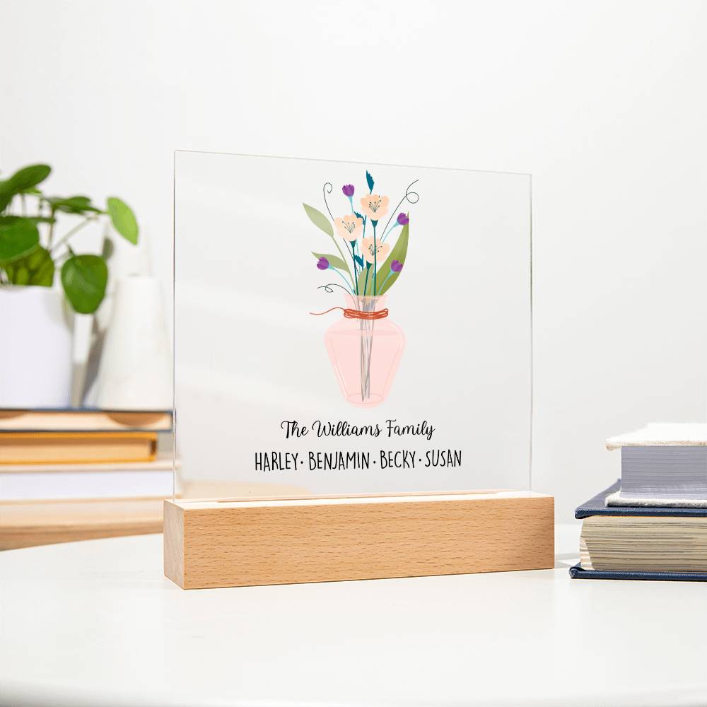 Plaque Personalised Flower Acrylic Plaque Stand | Christmas Gifts for Family By Luv Alwayz Gifts For Every Occassion