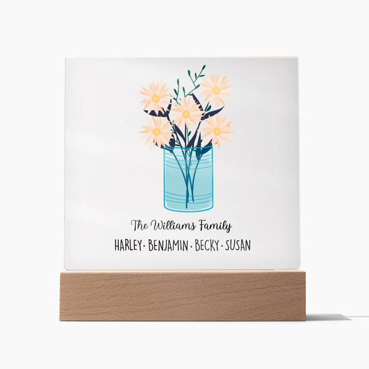 Plaque Personalised Flower Acrylic Plaque Stand | Christmas Gifts for Family By Luv Alwayz Gifts For Every Occassion