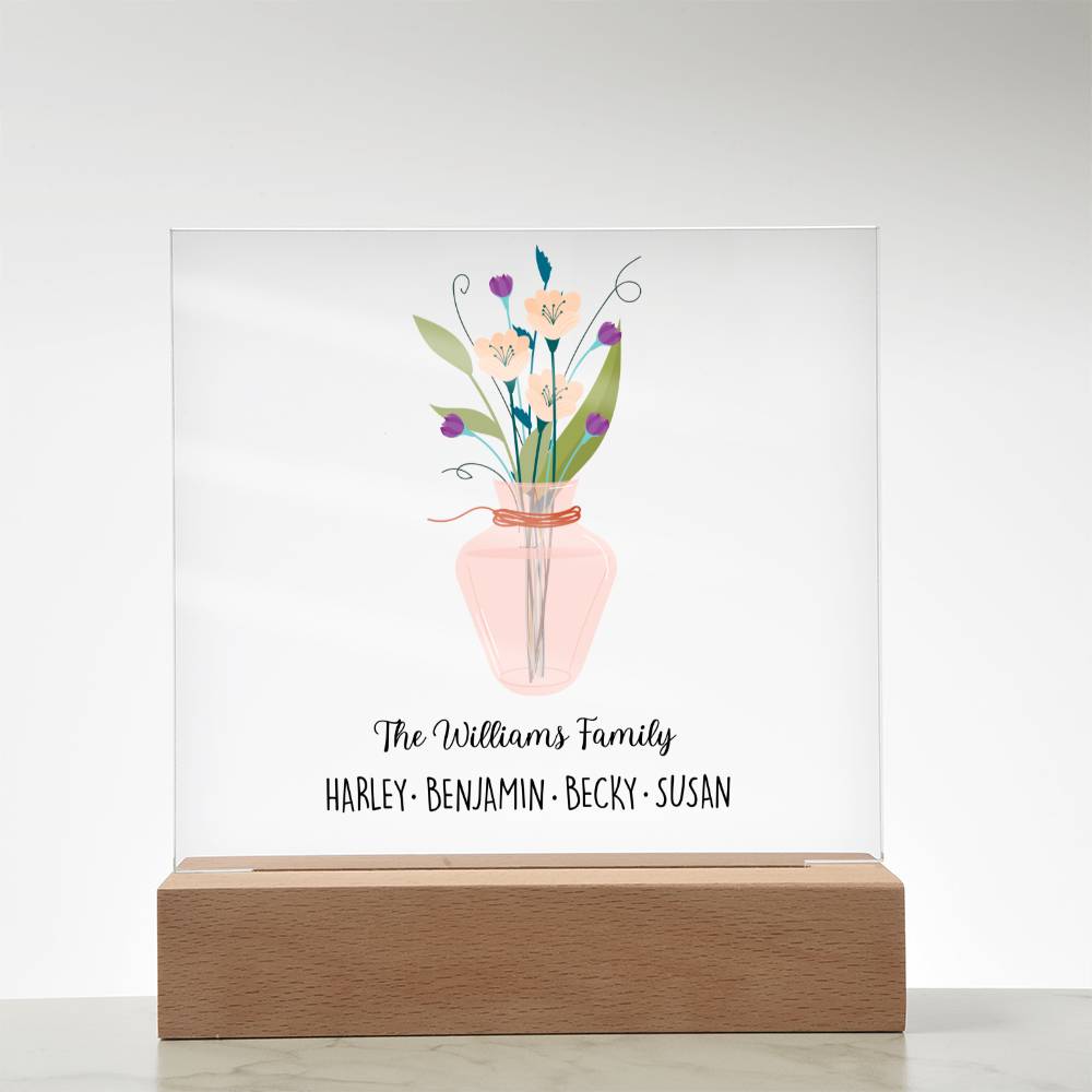 Plaque Personalised Flower Acrylic Plaque Stand | Christmas Gifts for Family By Luv Alwayz Gifts For Every Occassion