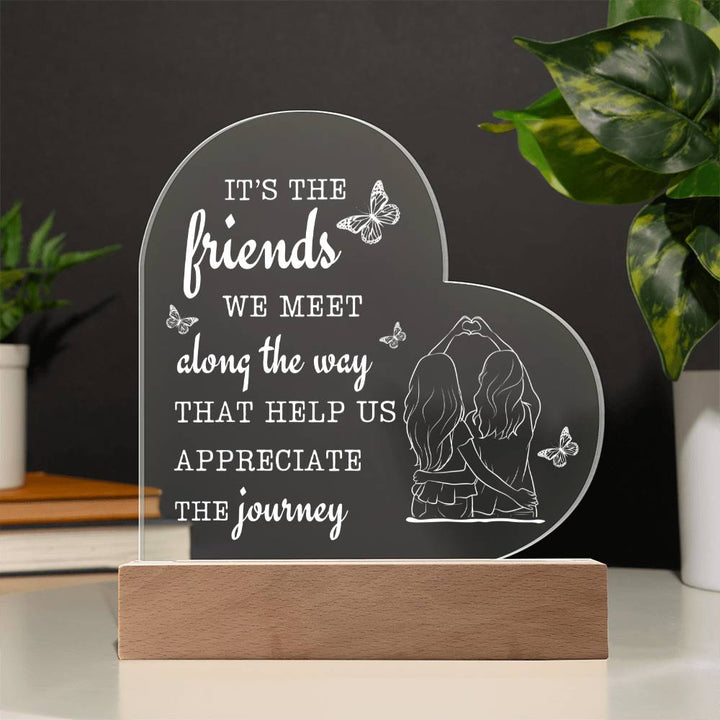 Plaque Wooden Base Best Friends Heart Acrylic Night Light By Luv Alwayz Gifts For Every Occassion