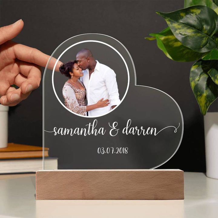 Plaque Wooden Base Custom Heart Acrylic Night Light By Luv Alwayz Gifts For Every Occassion