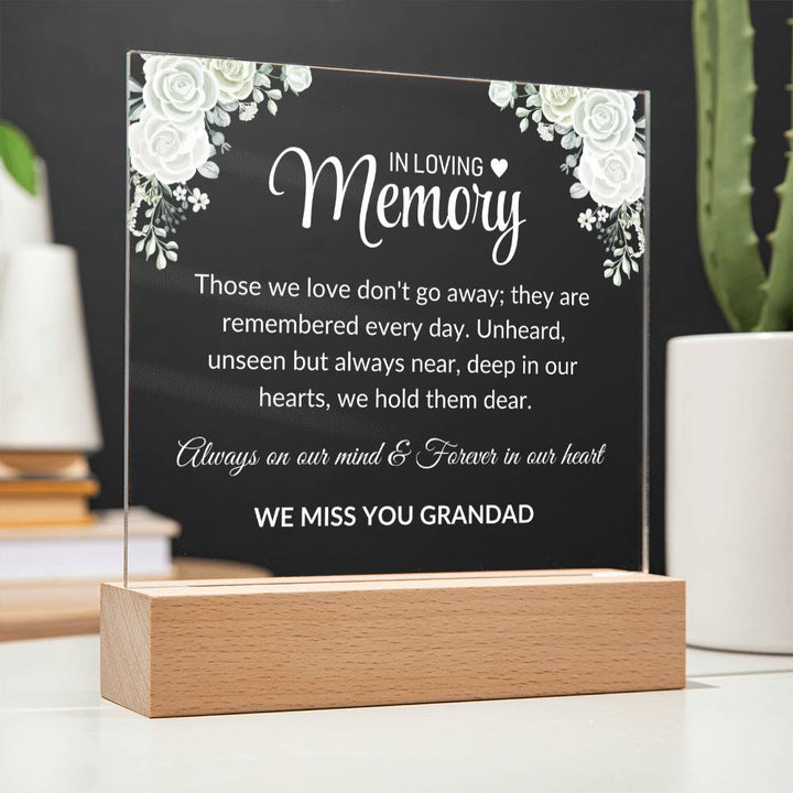 Plaque Wooden Base In Loving Memory Grandad Square Plaque By Luv Alwayz Gifts For Every Occassion