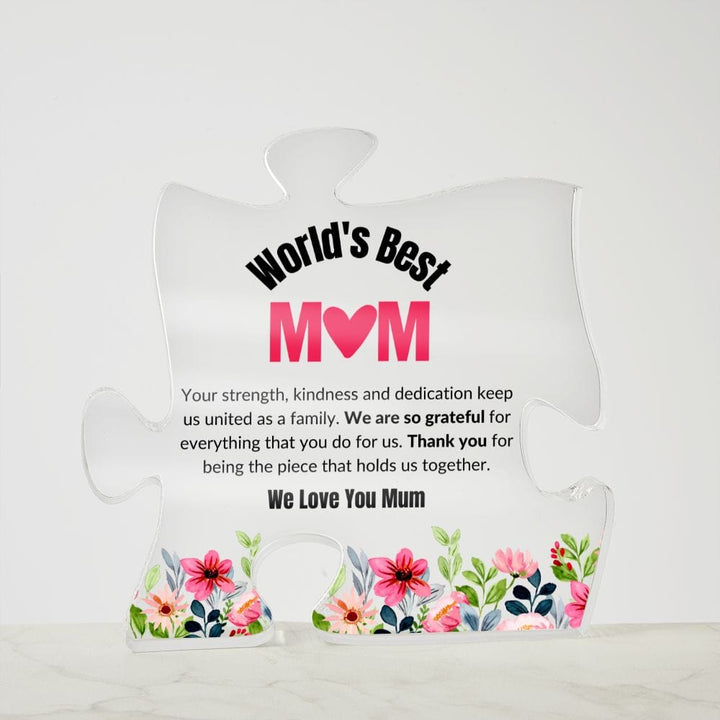 Plaque World's Best Mum Jigsaw Piece Plaque By Luv Alwayz Gifts For Every Occassion