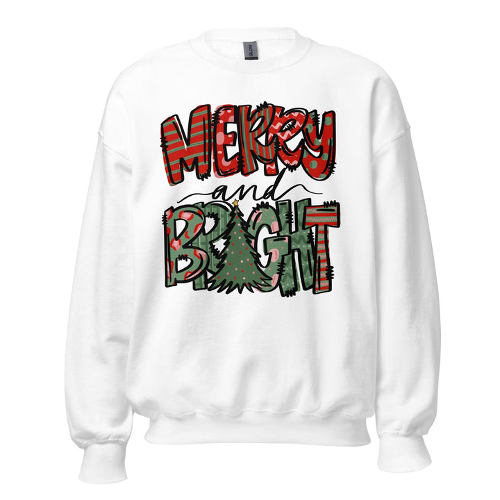 Sweatshirts White / S Merry And Bright Unisex Sweatshirt By Luv Alwayz Gifts For Every Occassion