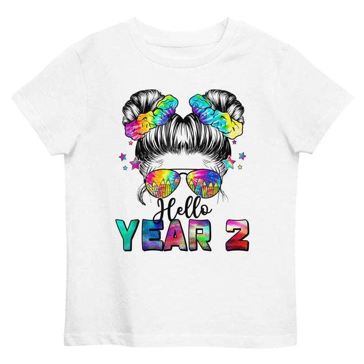 T-shirts 3-4 Hello Year 2 Organic T-shirt By Luv Alwayz Gifts For Every Occassion