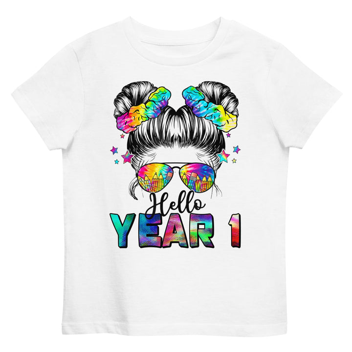 T-shirts 5-6 Hello Year 1 Organic cotton T-shirt By Luv Alwayz Gifts For Every Occassion