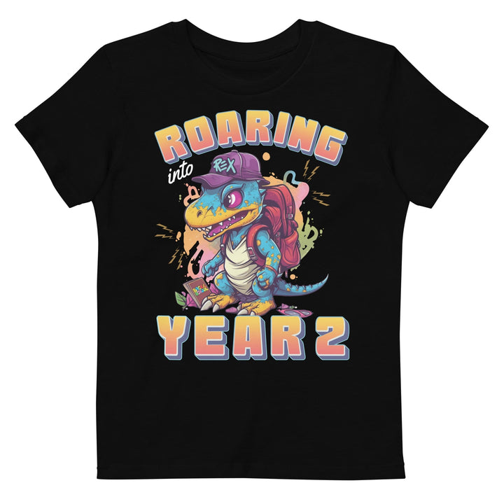 T-shirts 5-6 Roaring Into Year 2 Organic Cotton Kids T-shirt By Luv Alwayz Gifts For Every Occassion